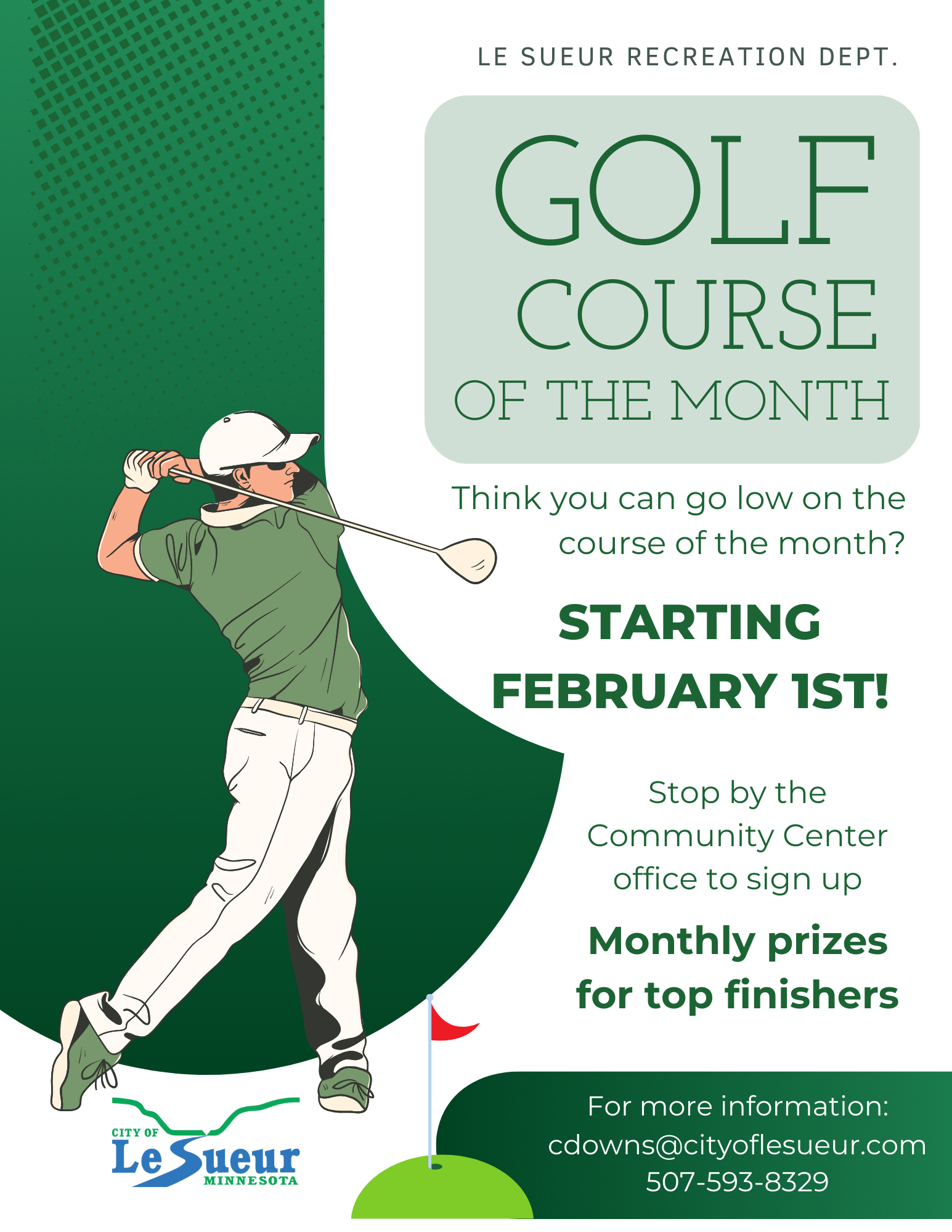 Le Sueur Community Center Golf Course of the Month Flyer