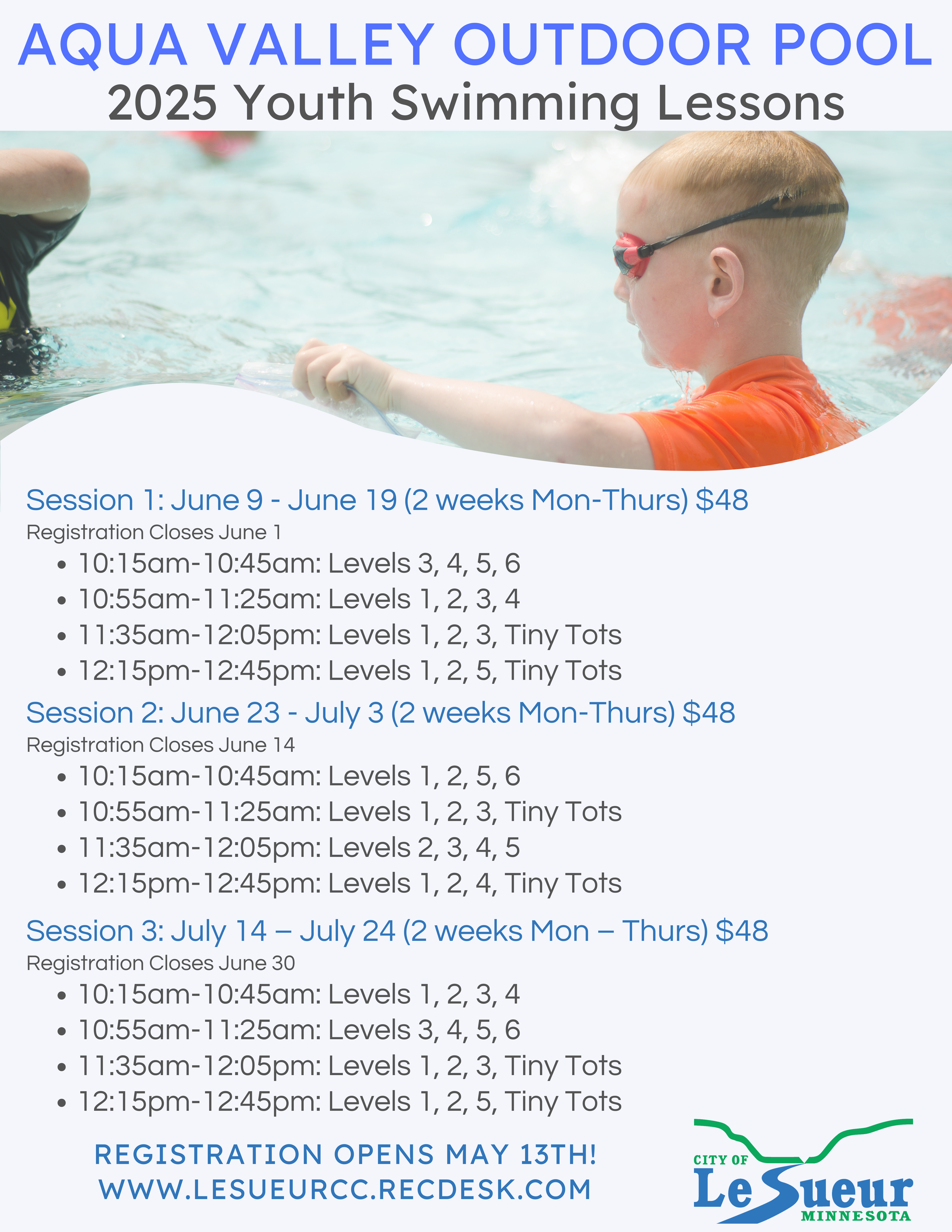 2025 Youth Swimming Lessons Information
