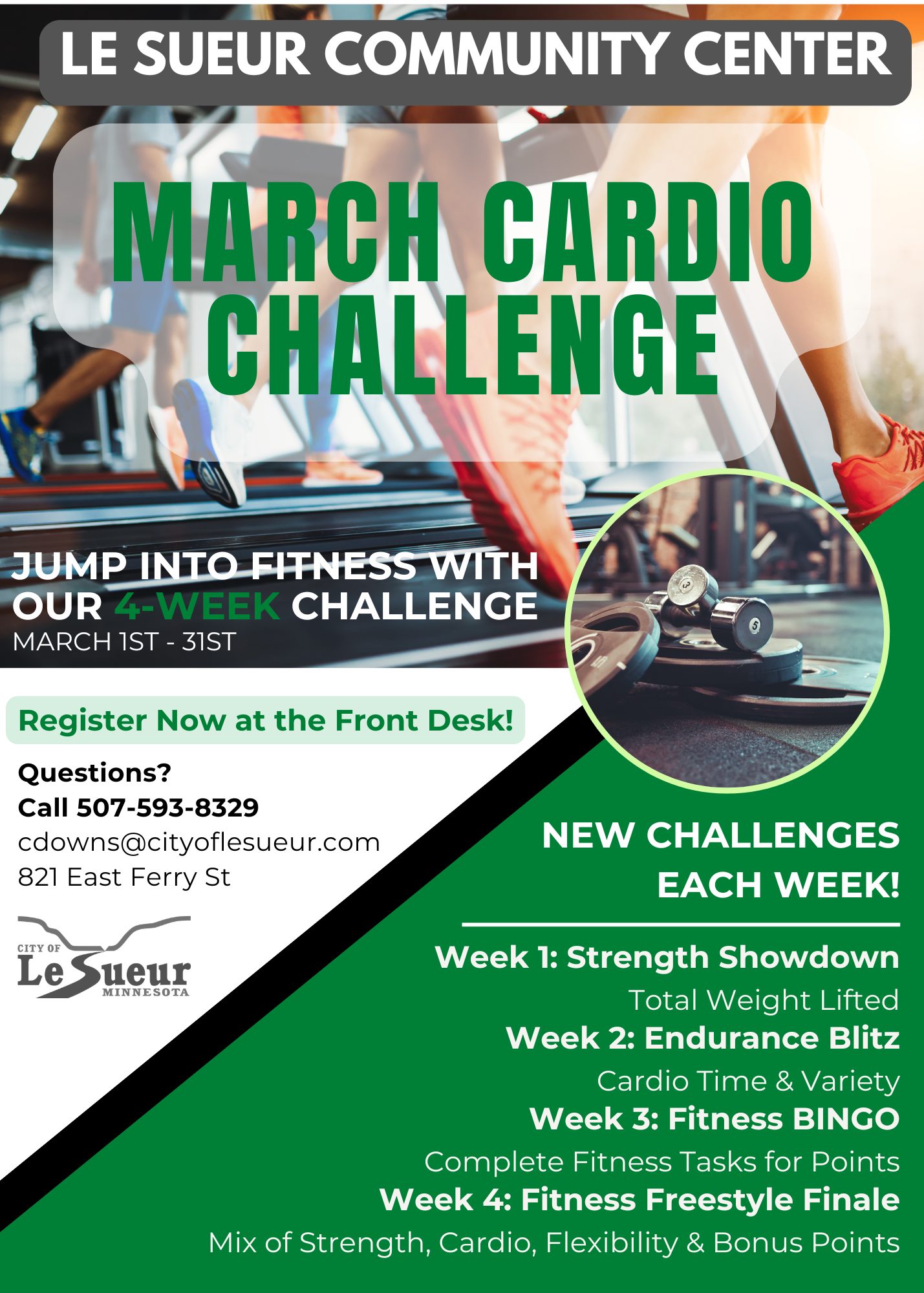 2026 Le Sueur Community Center March Cardio Challenge March 1-31st